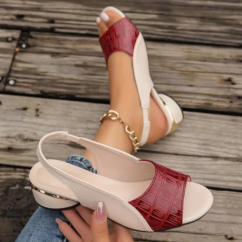 Sandalias de piel con tacón ancho y plantilla acolchada – SOLEIA