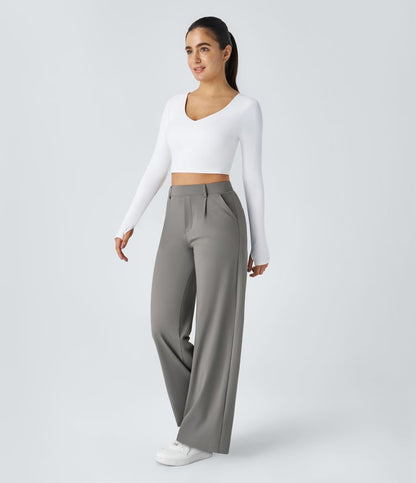 Pantalón de talle alto y pierna ancha para mujer – OLEA WIDE FIT