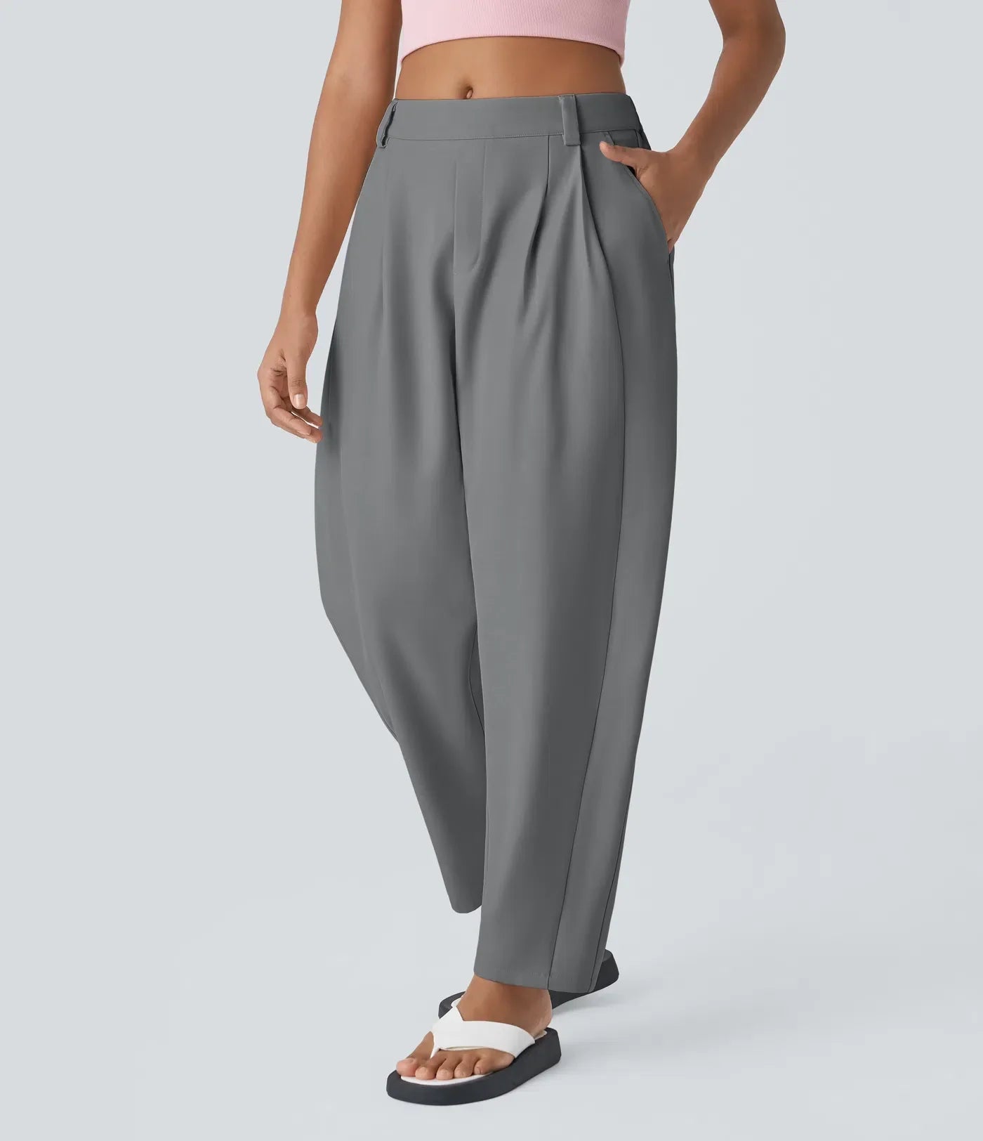 Pantalón holgado de mujer con cintura alta – CLAUDINA