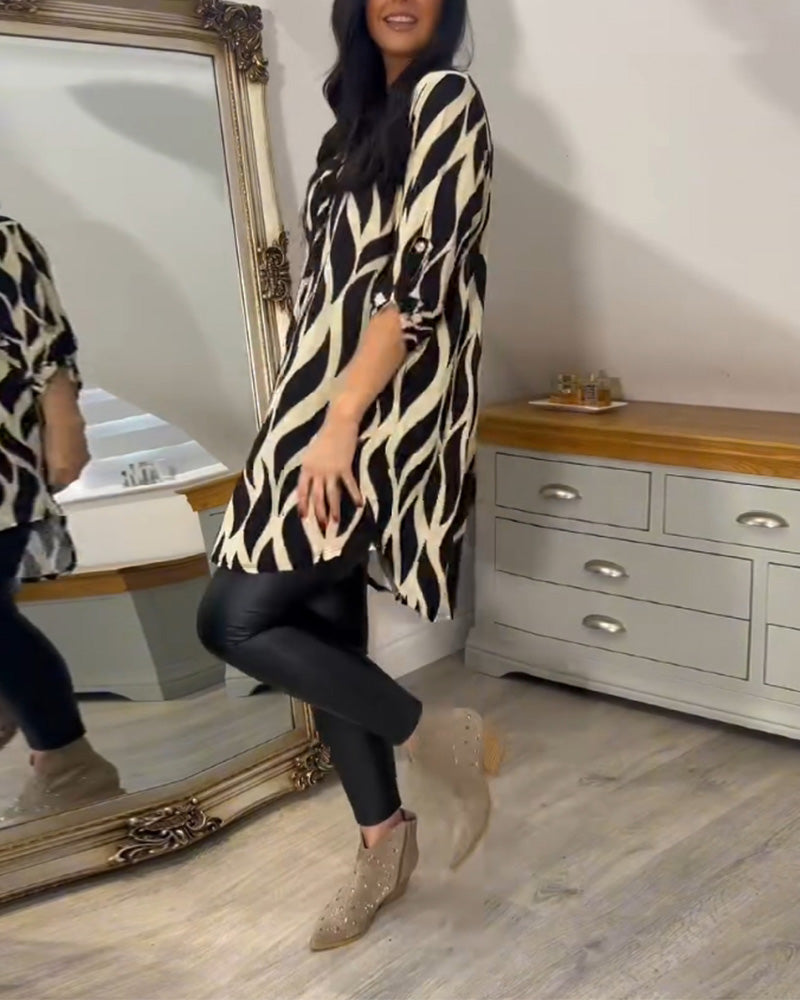 Blusa túnica elegante con estampado gráfico para mujer – VÉRANIA