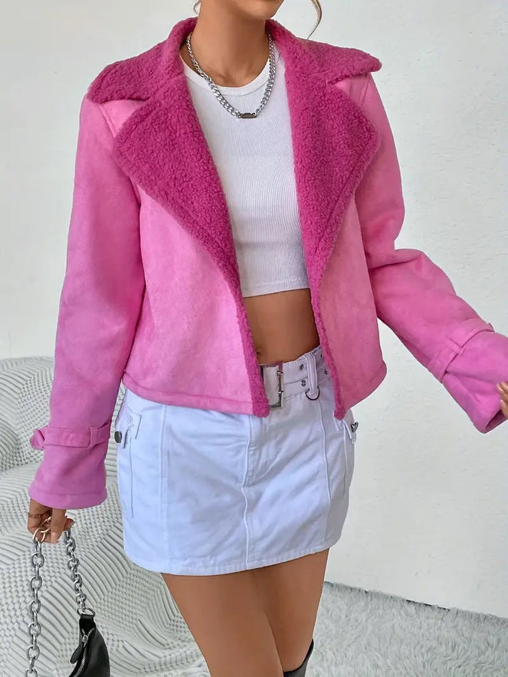 ADELINA – Chaqueta vintage de cuero rosa para mujer