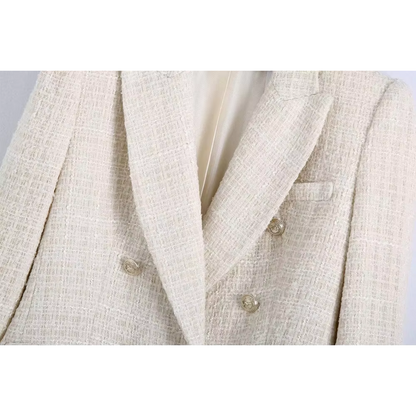 Blazer blanca entallada con doble botonadura – LÉONIE