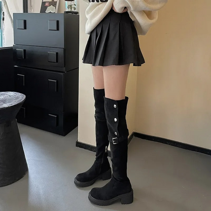 VIOLA - Botas overknee con plataforma y detalles metálicos para mujer