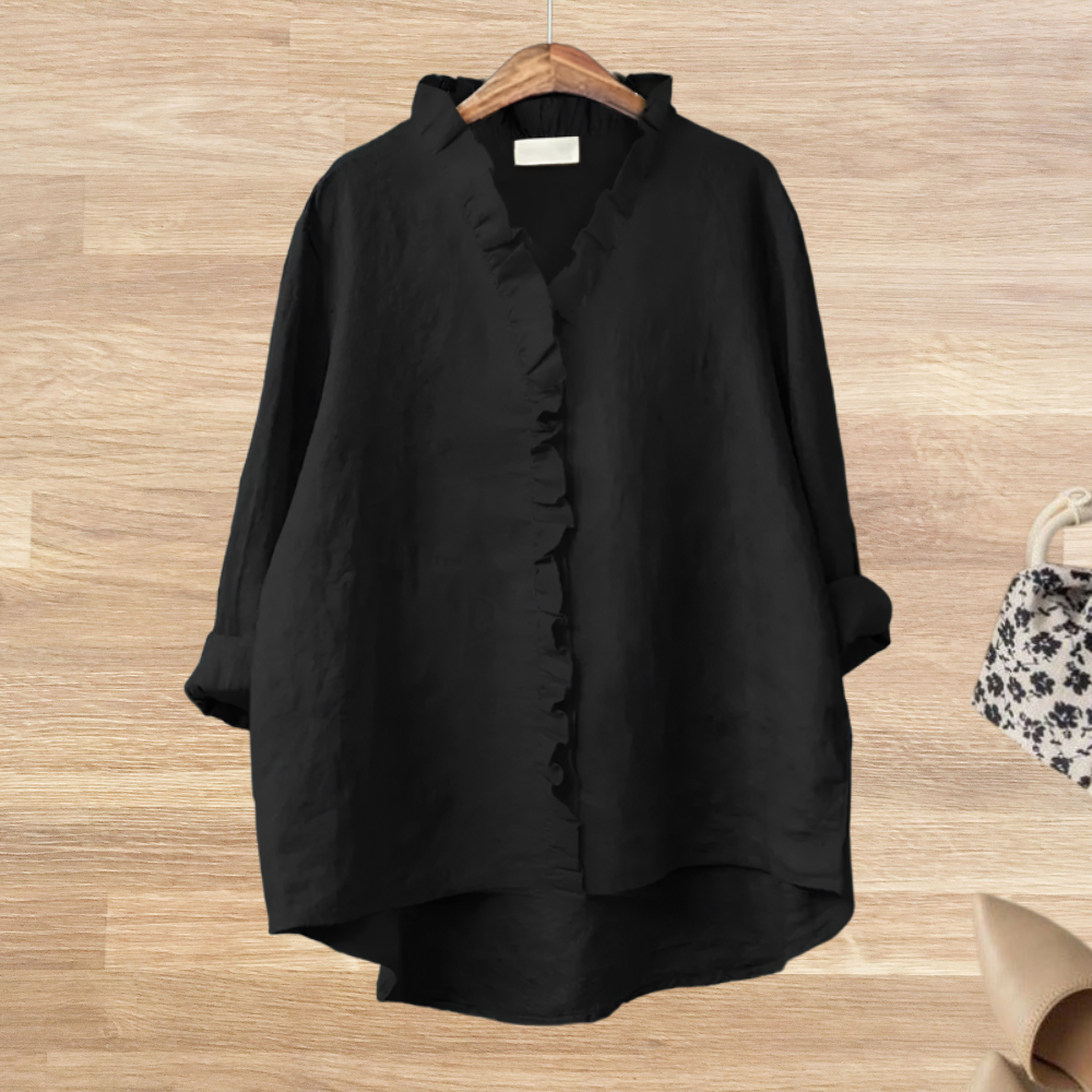 Blusa fluida con cuello de volantes para mujer – LYANA