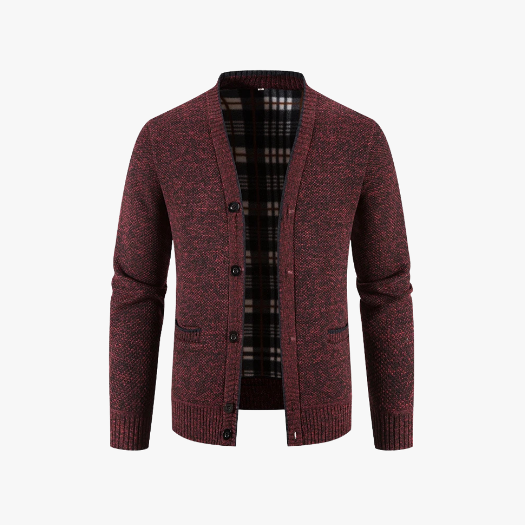 Cárdigan de punto con forro de cuadros y estilo clásico – DAREON