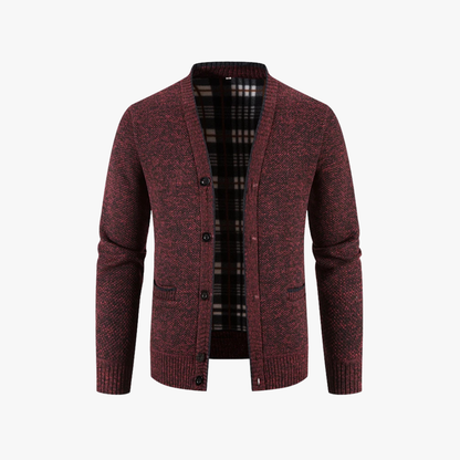 Cárdigan de punto con forro de cuadros y estilo clásico – DAREON