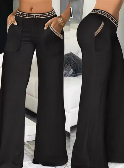 NIA - Pantalón de campana elegante con cintura alta para mujer