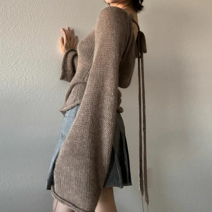 MONTSERRAT - Suéter con espalda abierta y detalle de lazo para mujer