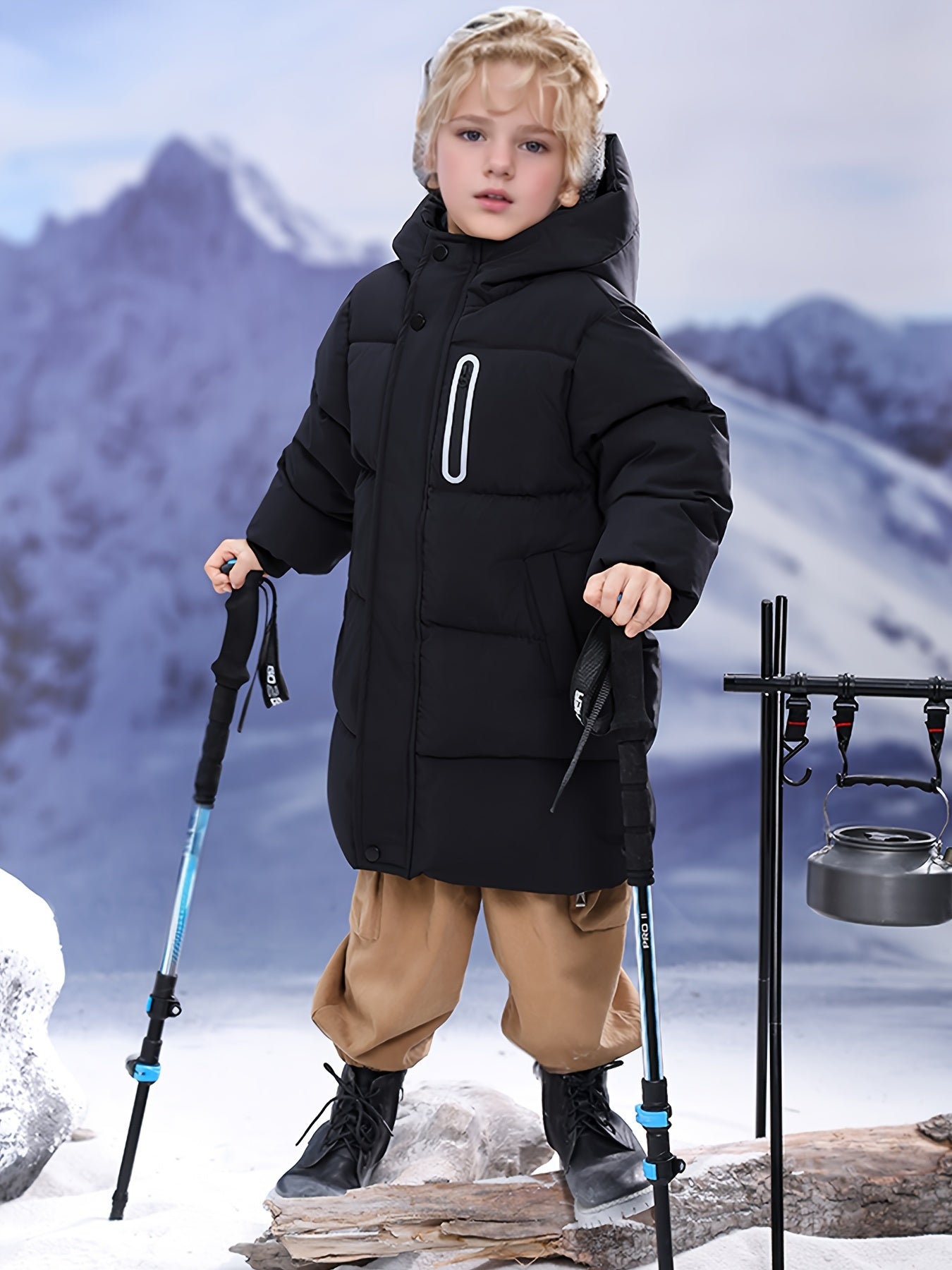 NILS - Chaqueta acolchada con capucha y mangas largas para niños