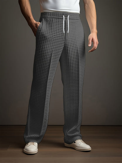 Pantalón holgado de hombre con textura y cinturilla ajustable – MANFREDO