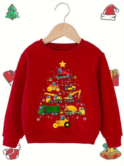 FELIX - Jersey navideño con estampado de árbol y máquinas para niño
