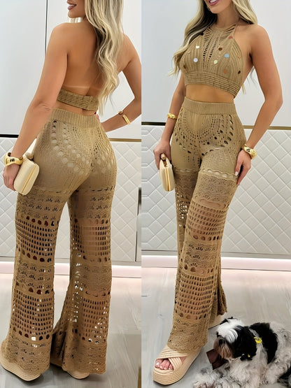 Conjunto elegante de verano con blusa fluida y pantalón ancho – ELISSARA