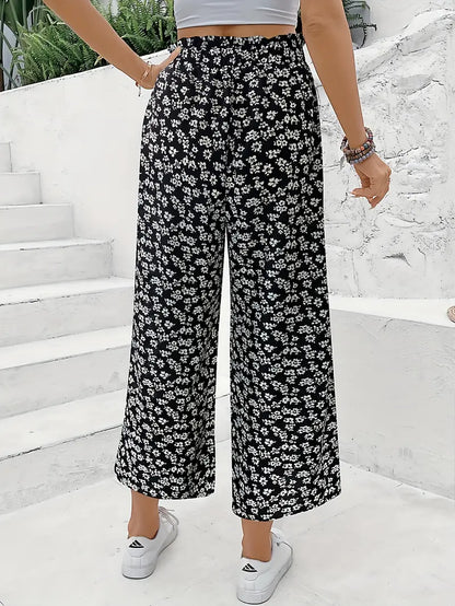 Pantalón recto de mujer con estampado floral – EVELYNIA