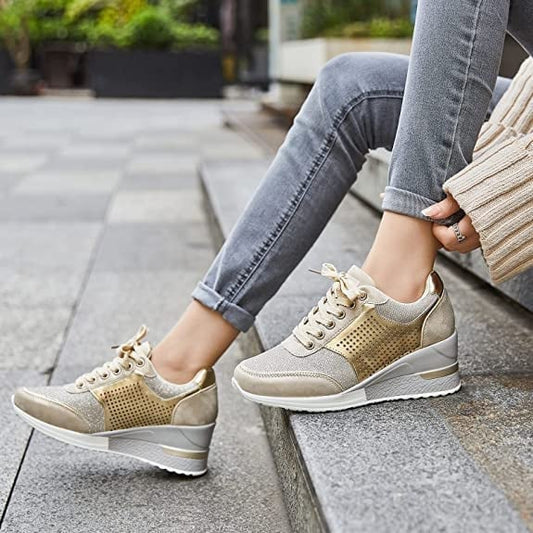 AMELARA – Zapatillas de mujer con cuña interior y diseño deportivo elegante