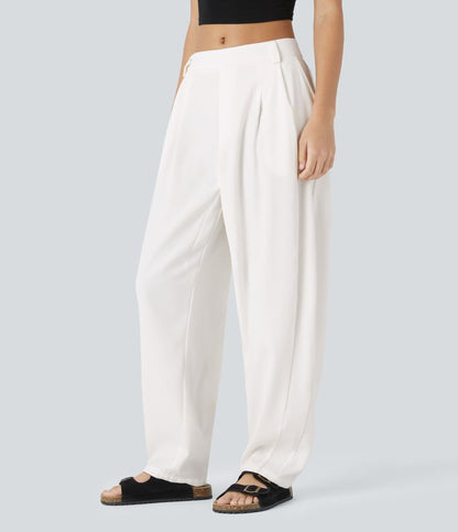 Pantalón holgado de mujer con cintura alta – CLAUDINA