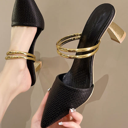 Serena - Sandalias de Tacón Grueso Moda para Mujer con Diseño Elegante y Punta Cubierta