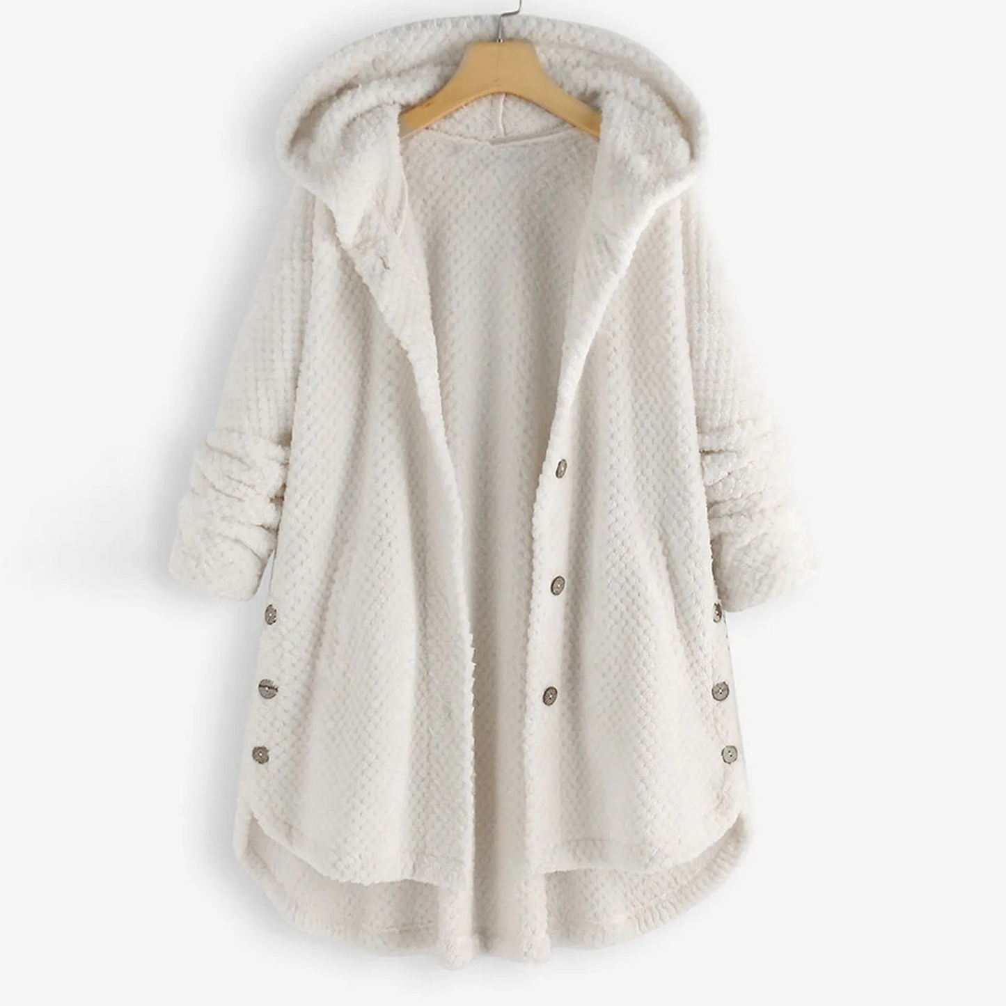 ISABELLA - Chaqueta teddy oversize con capucha y botones para mujer