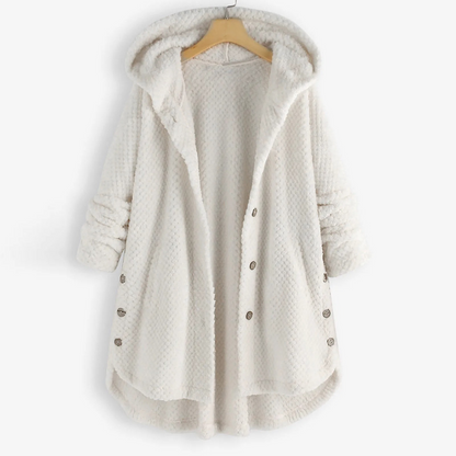 ISABELLA - Chaqueta teddy oversize con capucha y botones para mujer
