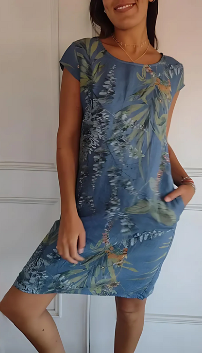 Vestido cómodo de corte recto con escote redondo – ANNERIS