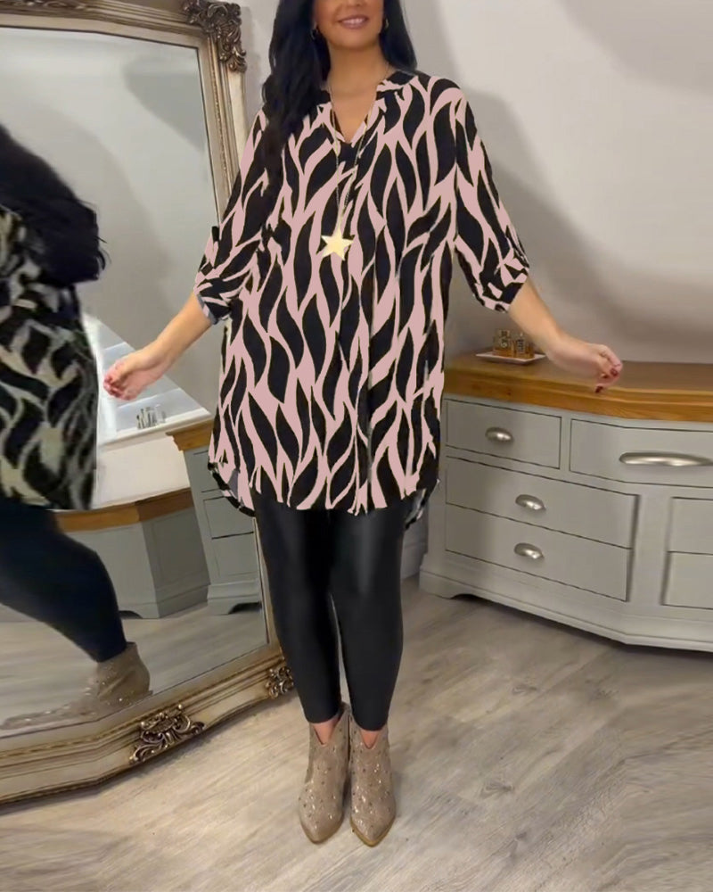 Blusa túnica elegante con estampado gráfico para mujer – VÉRANIA