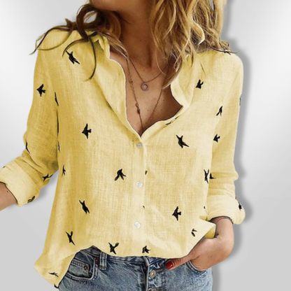 Camisa de algodón con estampado y manga larga – CÁLIDA