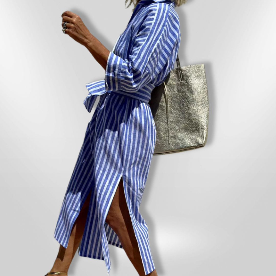 Vestido camisero con rayas y tejido ligero – SOLÉNA