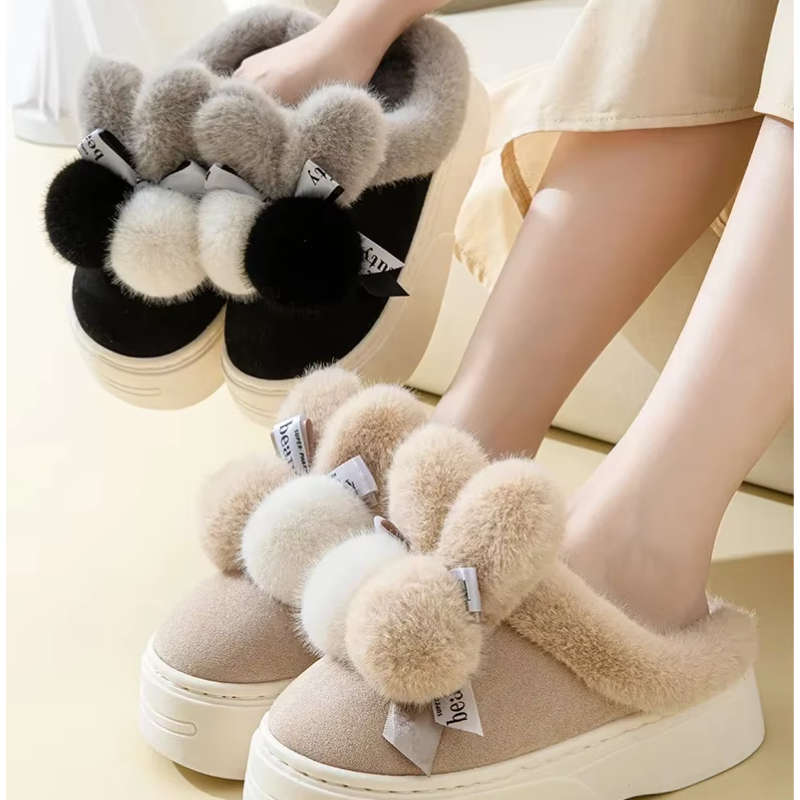 NIA - Zapatillas planas de peluche transpirables para mujer