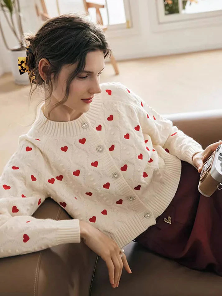 DILETTA – Cárdigan bordado con corazón para mujer