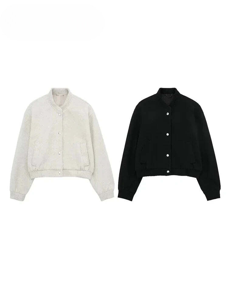 YFKE - Chaqueta bomber corta con estilo para mujeres