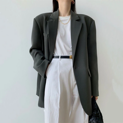 AURÈLIA - Blazer largo oversize con detalles de botones y corte entallado para mujer