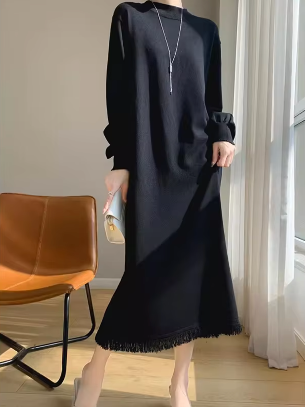 NORA - Vestido suéter de punto estilo casual para mujer