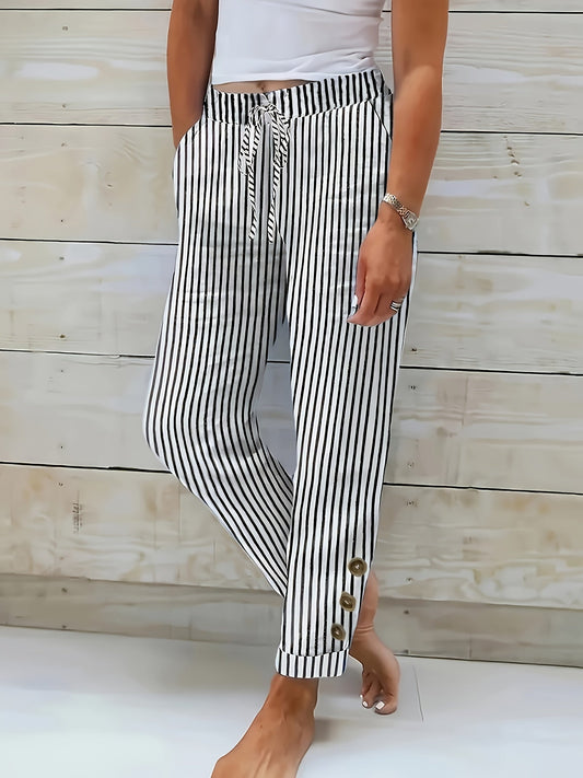 Pantalón de verano con cintura elástica y tejido transpirable – LÉANA