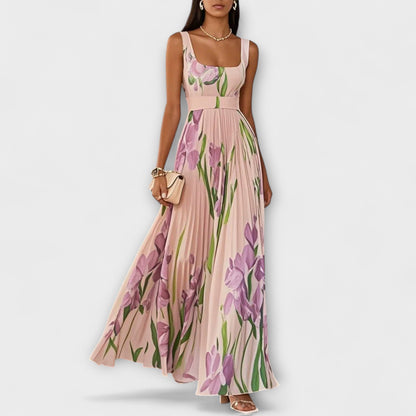 Flora – Vestido maxi sin mangas con estampado floral romántico para mujer