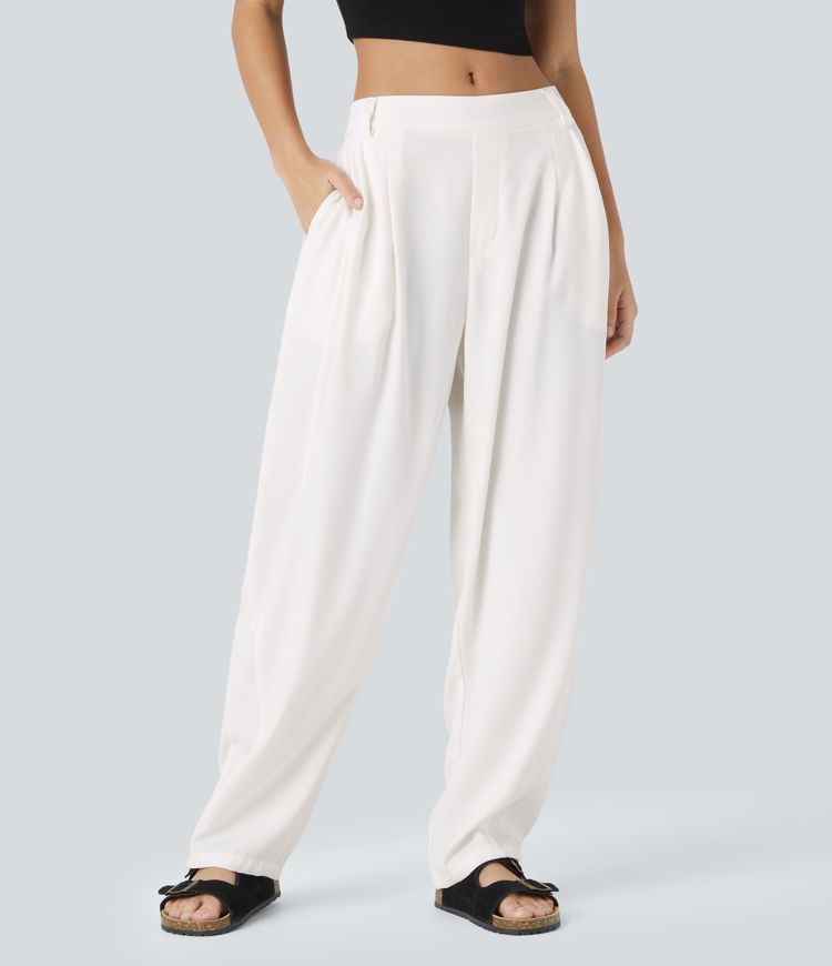 Pantalón holgado de mujer con cintura alta – CLAUDINA