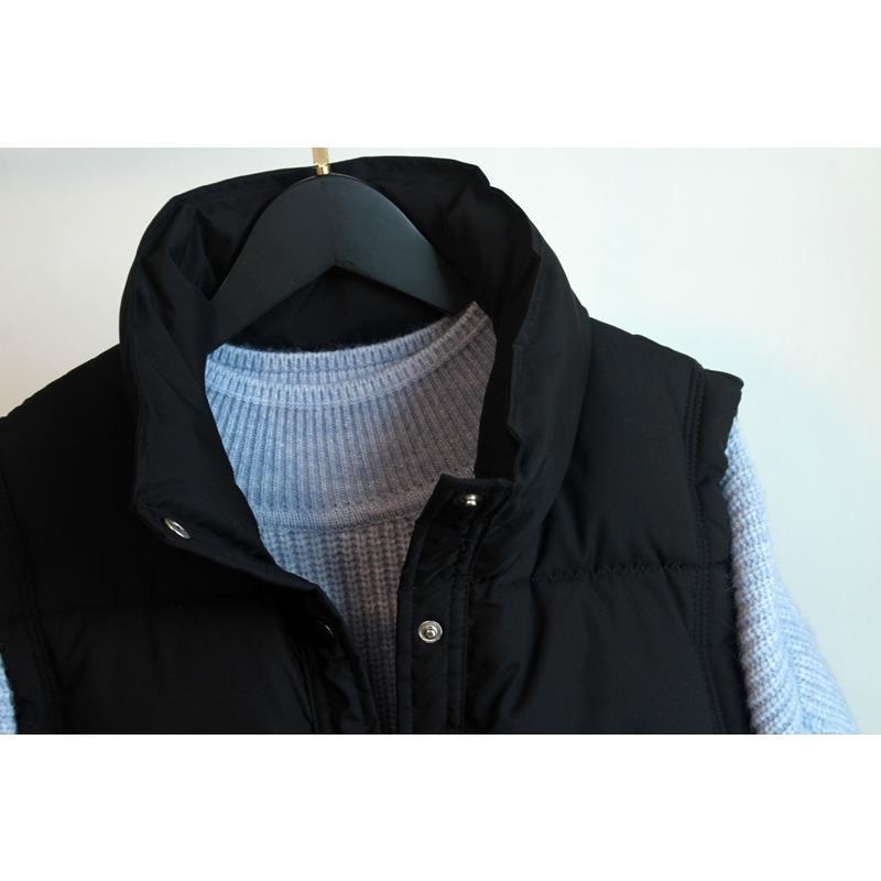 Hannah - Chaleco sin mangas de color sólido de invierno y cuello levantado con cremallera y bolsillos para mujer