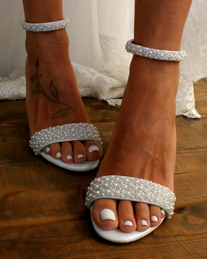 Sandalias de Novia con Tacón Alto y Banda Ajustable para Bodas - RINORA