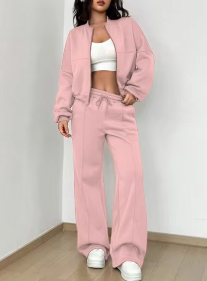 VALENTINA - Conjunto de abrigo con cremallera y pantalón tipo jogging para mujer
