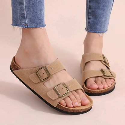 Sandalias de verano con punta abierta y doble hebilla – Calyssa