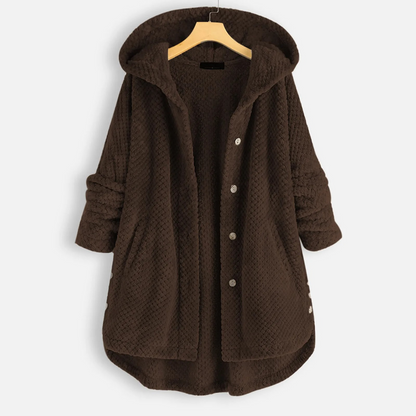 ISABELLA - Chaqueta teddy oversize con capucha y botones para mujer
