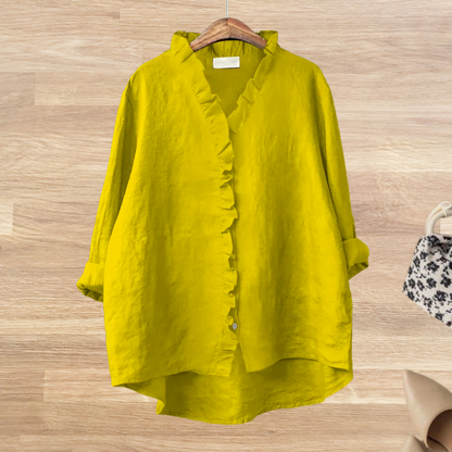 Blusa fluida con cuello de volantes para mujer – LYANA