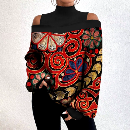 SIENA - Blusa off-shoulder con cuello alto para mujer