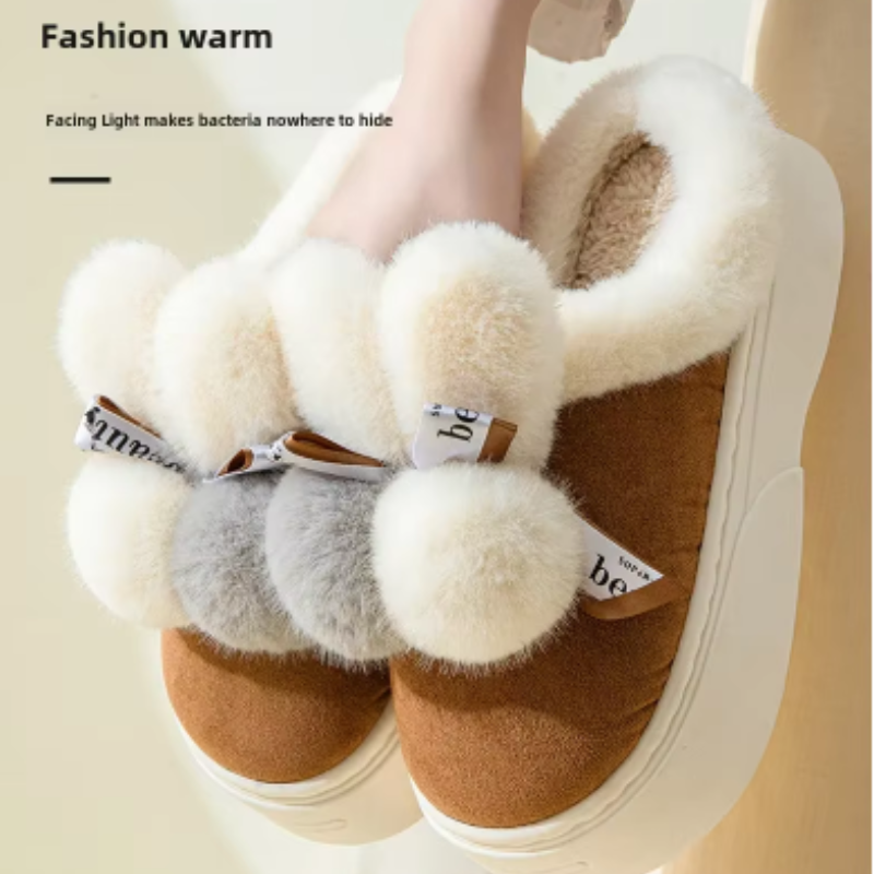 NIA - Zapatillas planas de peluche transpirables para mujer