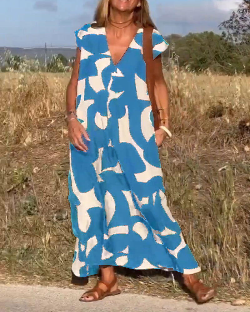 Vestido estampado con escote en V y corte fluido – LYSÉA
