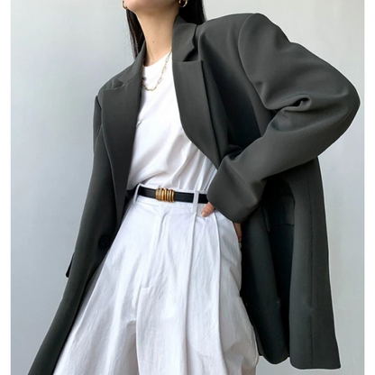 AURÈLIA - Blazer largo oversize con detalles de botones y corte entallado para mujer