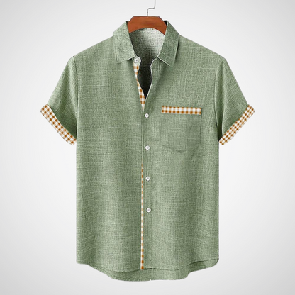 Camiseta de hombre con mangas cortas y detalles de cuadros – KHALID