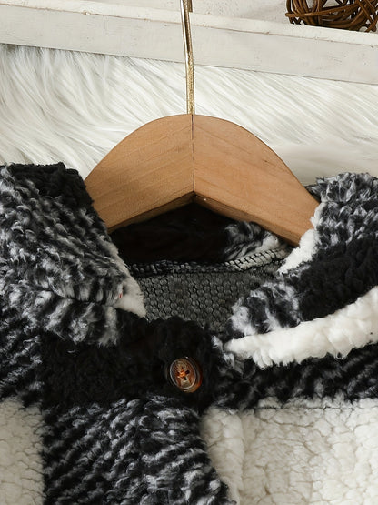 NORA - Chaqueta infantil de forro polar ligera con patrón a cuadros