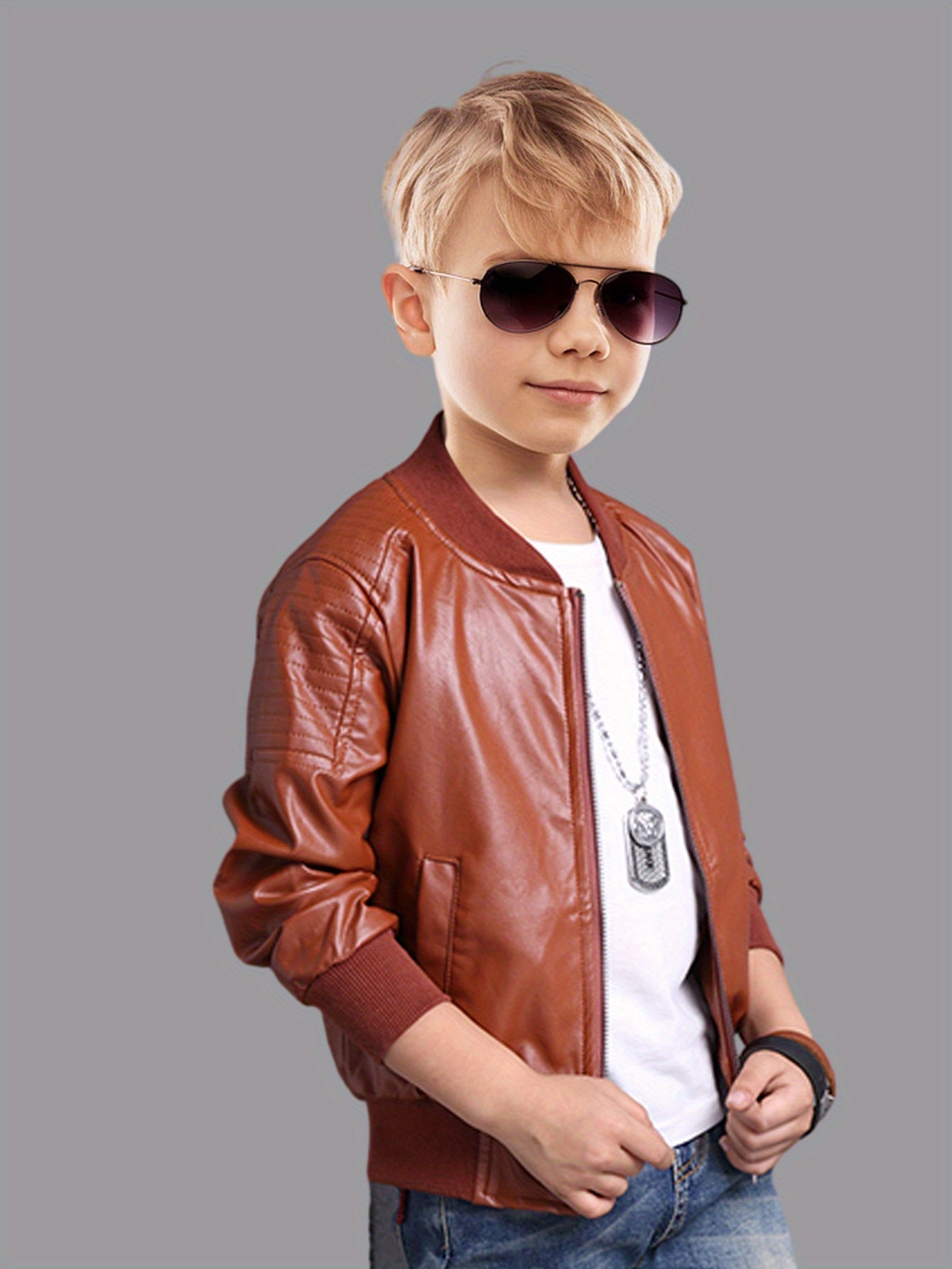 RAFFY - Chaqueta con cremallera y cuello alto para niños