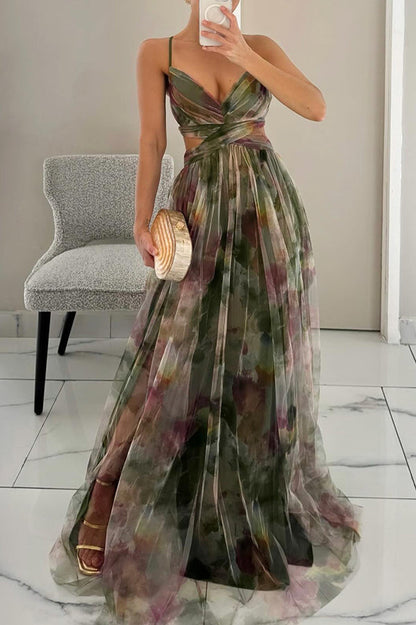 Vestido largo floral con caída fluida y estilo romántico – VIOLETTE BLOOM