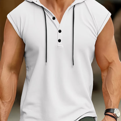 Camisa sin mangas con capucha y tejido transpirable para hombres en entrenamiento – ACTON