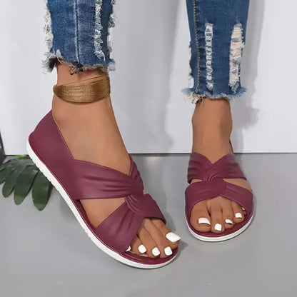 Sandalias elegantes y cómodas para mujer con diseño de nudos perfectas para el verano – ELARA TENDENCIA